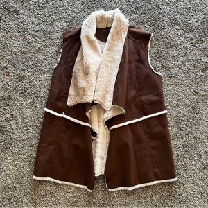 Faux Suede Sherpa Brown Vest